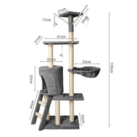 Drzewko dla kota 138cm szare Drzewko dla kota 138cm szare