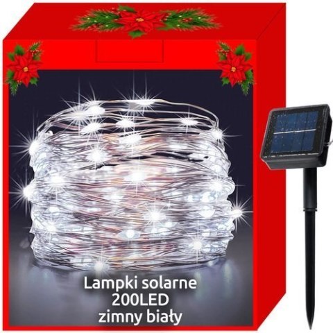 Lampki choinkowe solarne-druciki 200LED z.biały Lampki choinkowe solarne-druciki 200LED z.biały