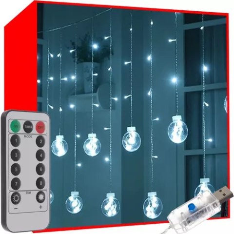 Kurtyna świetlna 108LED USB- zimny biały KŚ19770 Kurtyna świetlna 108LED USB- zimny biały KŚ19770