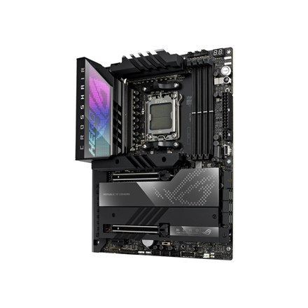 Asus | ROG CROSSHAIR X670E HERO | Processor family AMD | Processor socket AM5 | DDR5 DIMM | Memory slots 4 | Supported hard disk Asus | ROG CROSSHAIR X670E HERO | Processor family AMD | Processor socket AM5 | DDR5 DIMM | Memory slots 4 | Supported hard disk