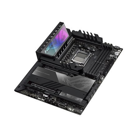 Asus | ROG CROSSHAIR X670E HERO | Processor family AMD | Processor socket AM5 | DDR5 DIMM | Memory slots 4 | Supported hard disk Asus | ROG CROSSHAIR X670E HERO | Processor family AMD | Processor socket AM5 | DDR5 DIMM | Memory slots 4 | Supported hard disk