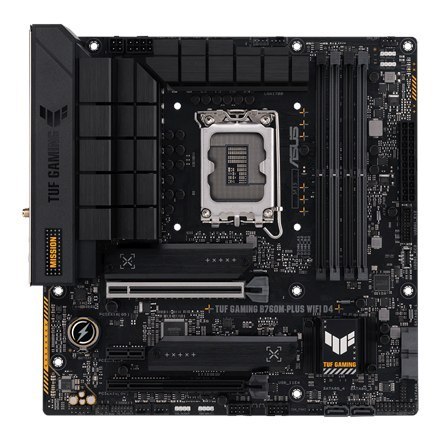 Asus | TUF GAMING B760M-PLUS WIFI D4 | Processor family Intel | Processor socket LGA1700 | DDR4 DIMM | Memory slots 4 | Support Asus | TUF GAMING B760M-PLUS WIFI D4 | Processor family Intel | Processor socket LGA1700 | DDR4 DIMM | Memory slots 4 | Support