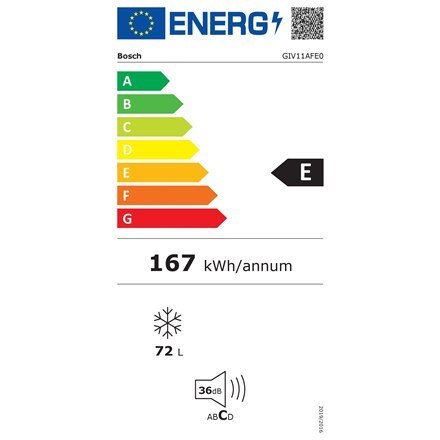 Bosch | GIV11AFE0 | Freezer | Energy efficiency class E | Upright | Built-in | Height 71.2 cm | Total net capacity 72 L | White Bosch | GIV11AFE0 | Freezer | Energy efficiency class E | Upright | Built-in | Height 71.2 cm | Total net capacity 72 L | White