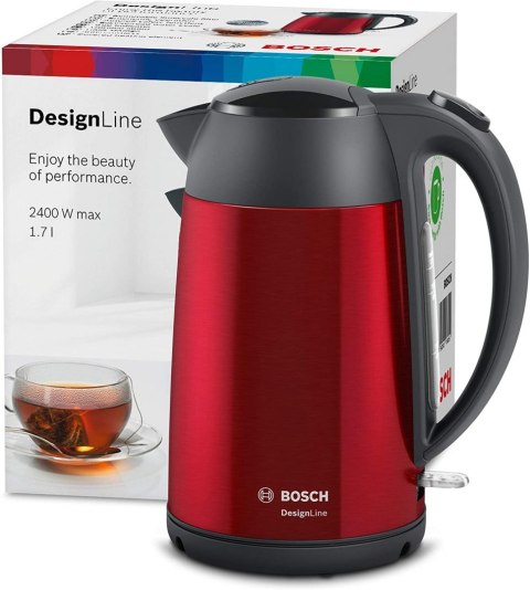Bosch | Kettle | DesignLine TWK3P424 | Electric | 2400 W | 1.7 L | Stainless steel | 360° rotational base | Red Bosch | Kettle | DesignLine TWK3P424 | Electric | 2400 W | 1.7 L | Stainless steel | 360° rotational base | Red