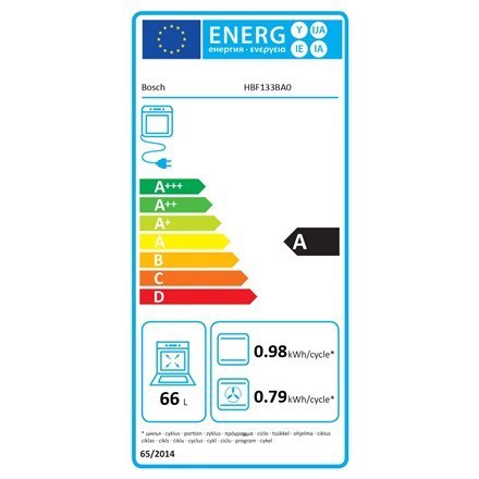 Bosch | Piekarnik | HBF133BA0 | 66 L | Elektryczny | EcoClean | Pokrętła | Wysokość 59,5 cm | Szerokość 59,4 cm | Czarny Bosch | Piekarnik | HBF133BA0 | 66 L | Elektryczny | EcoClean | Pokrętła | Wysokość 59,5 cm | Szerokość 59,4 cm | Czarny