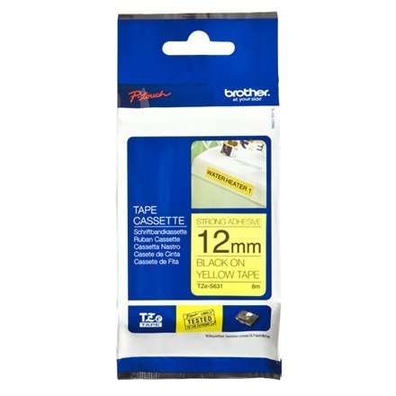 Brother | S631 | Laminated tape | Thermal | Black on yellow | Roll (1.2 cm x 8 m) Brother | S631 | Laminated tape | Thermal | Black on yellow | Roll (1.2 cm x 8 m)