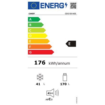 Candy | Lodówka | CDG1S514ES | Klasa efektywności energetycznej E | Wolnostojąca | Dwudrzwiowa | Wysokość 142,8 cm | Pojemność n Candy | Lodówka | CDG1S514ES | Klasa efektywności energetycznej E | Wolnostojąca | Dwudrzwiowa | Wysokość 142,8 cm | Pojemność n