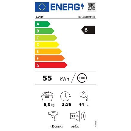 Candy | Pralka | CS1482DW4/1-S | Klasa efektywności energetycznej B | Ładowana od frontu | Pojemność prania 8 kg | 1400 obr/min Candy | Pralka | CS1482DW4/1-S | Klasa efektywności energetycznej B | Ładowana od frontu | Pojemność prania 8 kg | 1400 obr/min