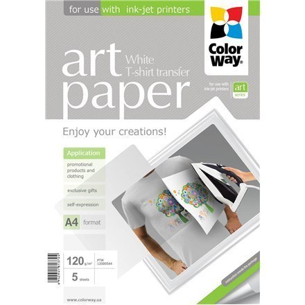 ColorWay | ART | 120 g/m² | A4 | Papier fotograficzny Transfer T-shirt (biały) ColorWay | ART | 120 g/m² | A4 | Papier fotograficzny Transfer T-shirt (biały)