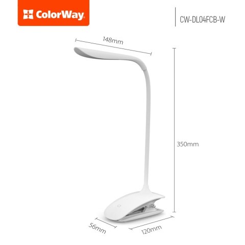 ColorWay | lm | LED Table Lamp Flexible & Clip with built-in battery | White Light: 5500-6000 K | Table lamp ColorWay | lm | LED Table Lamp Flexible & Clip with built-in battery | White Light: 5500-6000 K | Table lamp