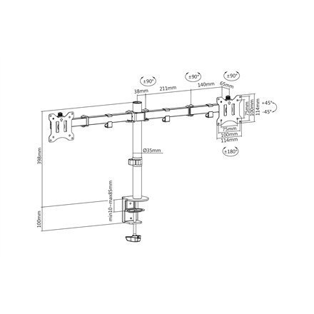 Digitus | Desk Mount | Swivel, Height adjustment | 15-32 " | Internal memory GB | SSD GB | Keyboard language | Maximum weight Digitus | Desk Mount | Swivel, Height adjustment | 15-32 " | Internal memory GB | SSD GB | Keyboard language | Maximum weight