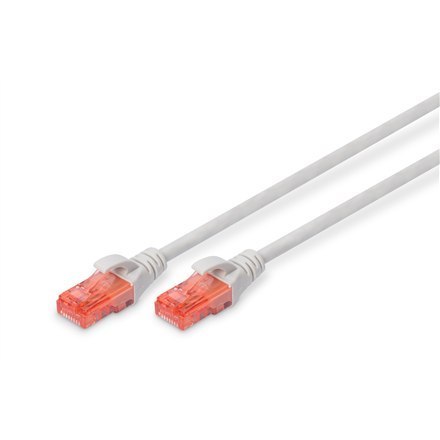 Digitus | Patch cord | CAT 6 U-UTP | PVC AWG 26/7 | 1 m | Grey | Modular RJ45 (8/8) plug | Transparent red colored plug for easy Digitus | Patch cord | CAT 6 U-UTP | PVC AWG 26/7 | 1 m | Grey | Modular RJ45 (8/8) plug | Transparent red colored plug for easy