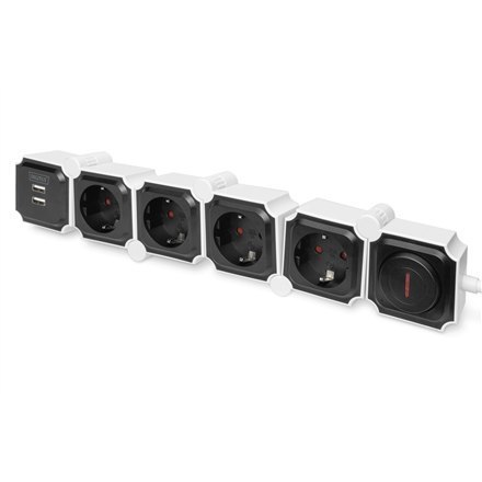 DIGITUS DA-70620 - power strip - 3680 Watt | Output Connector Qty 4 | 1.6 m | Black | White DIGITUS DA-70620 - power strip - 3680 Watt | Output Connector Qty 4 | 1.6 m | Black | White