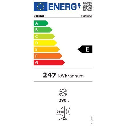Freezer | FN619EEW5 | Energy efficiency class E | Upright | Free standing | Height 185 cm | Total net capacity 280 L | No Frost Freezer | FN619EEW5 | Energy efficiency class E | Upright | Free standing | Height 185 cm | Total net capacity 280 L | No Frost
