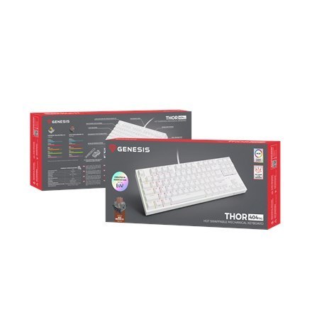 Genesis | White | Mechanical Gaming Keyboard | THOR 404 TKL RGB | Mechanical Gaming Keyboard | Wired | US | USB Type-A | 1005 g Genesis | White | Mechanical Gaming Keyboard | THOR 404 TKL RGB | Mechanical Gaming Keyboard | Wired | US | USB Type-A | 1005 g