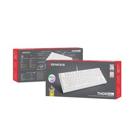 Genesis | White | Mechanical Gaming Keyboard | THOR 404 TKL RGB | Mechanical Gaming Keyboard | Wired | US | USB Type-A | 1005 g Genesis | White | Mechanical Gaming Keyboard | THOR 404 TKL RGB | Mechanical Gaming Keyboard | Wired | US | USB Type-A | 1005 g