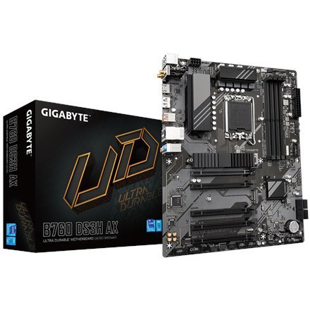 Gigabyte | B760 DS3H AX 1.x M/B | Processor family Intel | Processor socket LGA1700 | DDR5 DIMM | Memory slots 4 | Supported ha