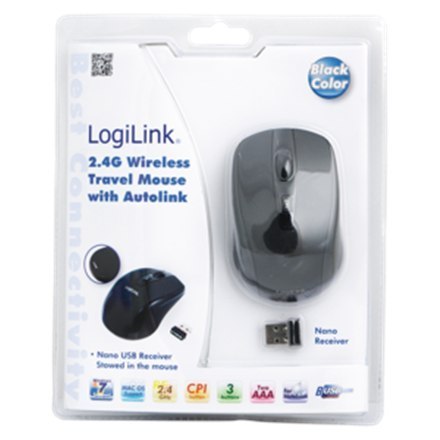 Logilink | 2.4GH wireless mini mouse with autolink | Maus optisch Funk 2.4 GHz | wireless | Black Logilink | 2.4GH wireless mini mouse with autolink | Maus optisch Funk 2.4 GHz | wireless | Black