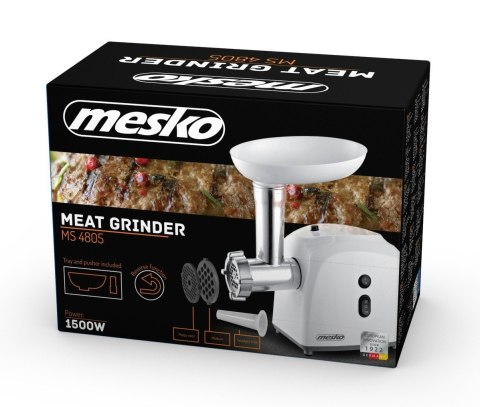 Mesko MS 4805 Maszynka do mielenia mięsa, Moc 600W, Misa, Sitko średniej wielkości, Sitko do mielenia mięsa, Sitko do maku, Tłok Mesko MS 4805 Maszynka do mielenia mięsa, Moc 600W, Misa, Sitko średniej wielkości, Sitko do mielenia mięsa, Sitko do maku, Tłok