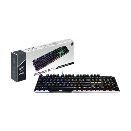 MSI | GK50 Elite | Klawiatura dla graczy | Podświetlenie LED RGB | USA | Przewodowa | Czarny/Srebrny MSI | GK50 Elite | Klawiatura dla graczy | Podświetlenie LED RGB | USA | Przewodowa | Czarny/Srebrny