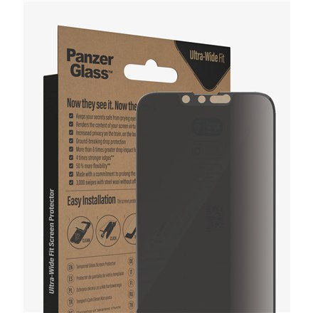 PanzerGlass | Screen protector - glass - with privacy filter | Apple iPhone 13, 13 Pro, 14 | Black | Transparent