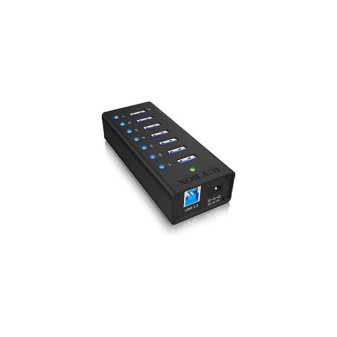 Raidsonic | 7-port hub with USB Type-A interface and 1x charging port | IB-AC618 Raidsonic | 7-port hub with USB Type-A interface and 1x charging port | IB-AC618