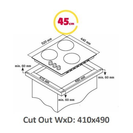 Simfer | H4.300.VGRIM | Hob | Gas | Number of burners/cooking zones 3 | Rotary knobs | Stainless steel Simfer | H4.300.VGRIM | Hob | Gas | Number of burners/cooking zones 3 | Rotary knobs | Stainless steel