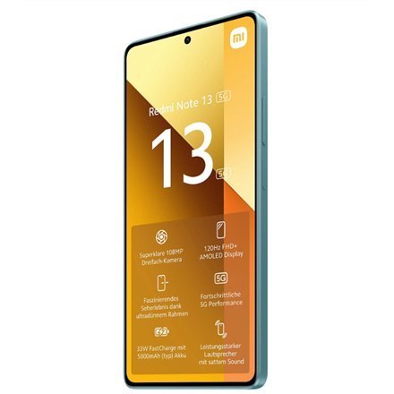 Smartfon Xiaomi Redmi Note 13 256 GB Ocean Teal z wyświetlaczem 6.67" AMOLED, Mediatek Dimensity 6080, 8 GB RAM, Dual SIM, 4G/5G Smartfon Xiaomi Redmi Note 13 256 GB Ocean Teal z wyświetlaczem 6.67" AMOLED, Mediatek Dimensity 6080, 8 GB RAM, Dual SIM, 4G/5G