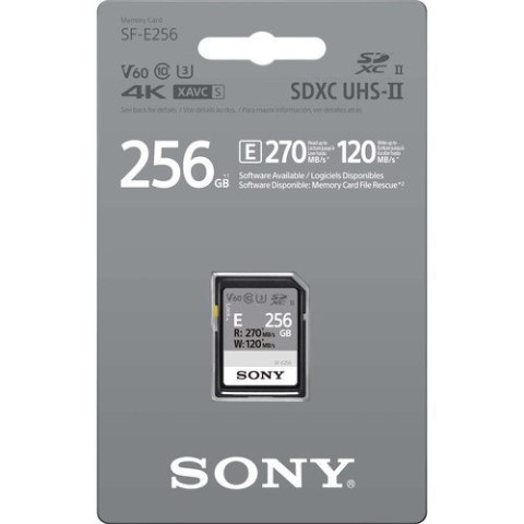 Sony | SF-E Series UHS-II SDXC Memory Card | SF-E256 | 256 GB | SDXC | Flash memory class 10 Sony | SF-E Series UHS-II SDXC Memory Card | SF-E256 | 256 GB | SDXC | Flash memory class 10