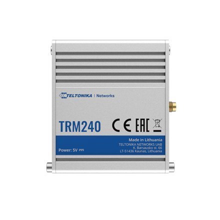 Teltonika LTE Modem TRM240 No Wi-Fi, Mesh Support No, MU-MiMO No, 2G/3G, Antenna type 1xSMA for LTE, 1 x microUSB Teltonika LTE Modem TRM240 No Wi-Fi, Mesh Support No, MU-MiMO No, 2G/3G, Antenna type 1xSMA for LTE, 1 x microUSB