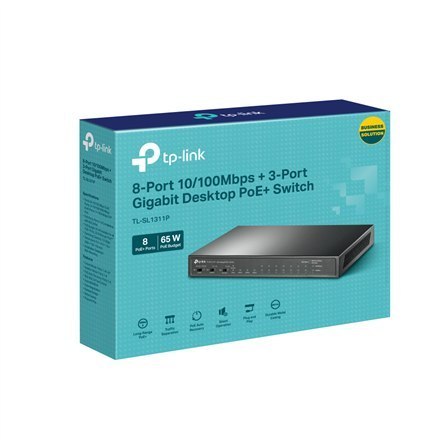TP-LINK | 8-Port 10/100Mbps+3-Port Gigabit Desktop Switch with 8-Port PoE+ | TL-SL1311P | Unmanaged | Desktop | 1 Gbps (RJ-45) p TP-LINK | 8-Port 10/100Mbps+3-Port Gigabit Desktop Switch with 8-Port PoE+ | TL-SL1311P | Unmanaged | Desktop | 1 Gbps (RJ-45) p