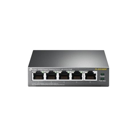 TP-LINK | Switch | TL-SG1005P | Niezarządzalny | Desktop | Porty 1 Gb/s (RJ-45) w liczbie 5 | Porty PoE w liczbie 4 | Typ zasila TP-LINK | Switch | TL-SG1005P | Niezarządzalny | Desktop | Porty 1 Gb/s (RJ-45) w liczbie 5 | Porty PoE w liczbie 4 | Typ zasila