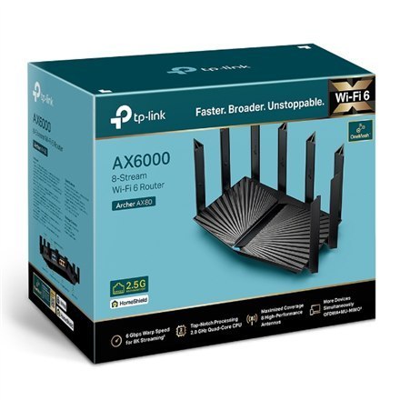 TP-Link Archer AX80 V1.6 - wireless router - 802.11a/b/g/n/ac/ax - desktop | 3-port switch | AX6000 | 2.4 GHz / 5 GHz TP-Link Archer AX80 V1.6 - wireless router - 802.11a/b/g/n/ac/ax - desktop | 3-port switch | AX6000 | 2.4 GHz / 5 GHz