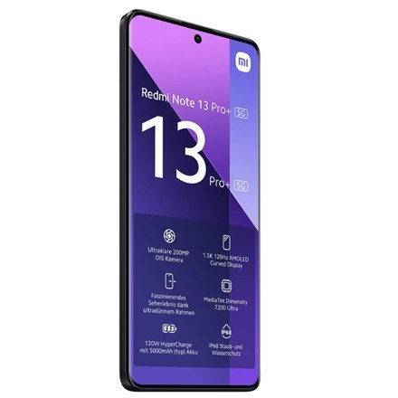 Xiaomi Redmi Note 13 Pro+ | Czarny | 6.67" AMOLED | 1220 x 2712 pikseli | Mediatek Dimensity 7200 Ultra | 12 GB RAM | 512 GB | D Xiaomi Redmi Note 13 Pro+ | Czarny | 6.67" AMOLED | 1220 x 2712 pikseli | Mediatek Dimensity 7200 Ultra | 12 GB RAM | 512 GB | D