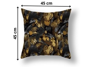 Poszewka na poduszkę 45x45 cm - czarno-złota LIŚCIE MINI