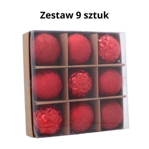 EKSKLUZYWNY ZESTAW 9 BOMBEK CHOINKOWYCH O ŚREDNICY 6 CM - CZERWONY EKSKLUZYWNY ZESTAW 9 BOMBEK CHOINKOWYCH O ŚREDNICY 6 CM - CZERWONY