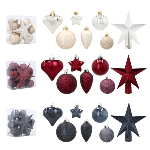 Komplet 19 Bombek Choinkowych Kamai Christmas Decoration® - Kolor Szampański z Gwiazdą na Czubek Komplet 19 Bombek Choinkowych Kamai Christmas Decoration® - Kolor Szampański z Gwiazdą na Czubek