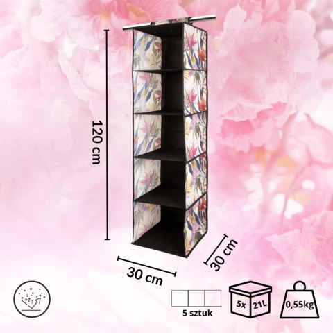 FLORAL w kwiaty wiszący organizer do szafy 5 przegród 30x30x120m FLORAL w kwiaty wiszący organizer do szafy 5 przegród 30x30x120m