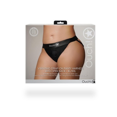 Vibrating Strap-on Panty Harness with Open Back - XL/XXL Vibrating Strap-on Panty Harness with Open Back - XL/XXL