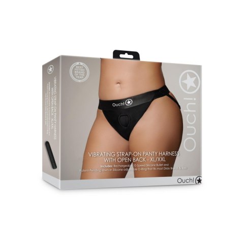 Vibrating Strap-on Panty Harness with Open Back - XL/XXL Vibrating Strap-on Panty Harness with Open Back - XL/XXL