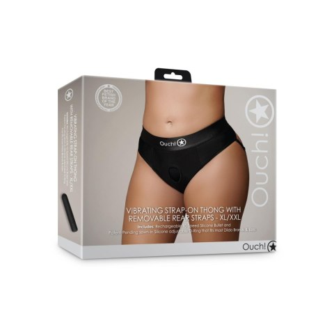 Vibrating Strap-on Thong with Removable Rear Straps - XL/XXL Vibrating Strap-on Thong with Removable Rear Straps - XL/XXL