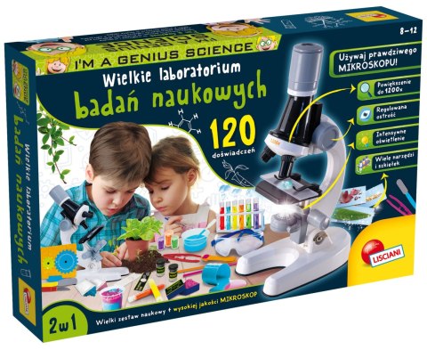 LISCIANI I"M A GENIUS 120 BADAŃ NAUKOWYCH Z MIKROSKOPEM LISCIANI I"M A GENIUS 120 BADAŃ NAUKOWYCH Z MIKROSKOPEM