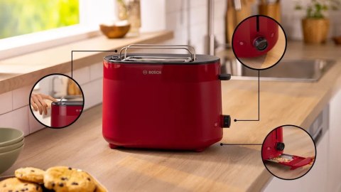 Bosch Compact Toaster | TAT2M124 MyMoment | Power 950 W | Number of slots 2 | Housing material Plastic | Red Bosch Compact Toaster | TAT2M124 MyMoment | Power 950 W | Number of slots 2 | Housing material Plastic | Red