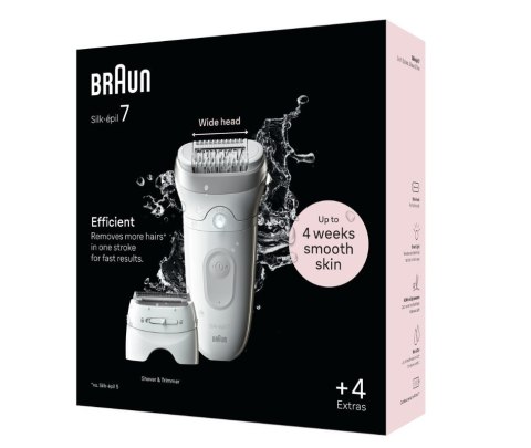 Braun Epilator | SE7-041 Silk épil 7 | Number of power levels 2 | Wet & Dry | White/Silver Braun Epilator | SE7-041 Silk épil 7 | Number of power levels 2 | Wet & Dry | White/Silver