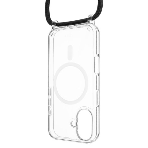 Fixed | MagPure Neck | Back Cover with Lanyard | Apple | iPhone 16 Plus | TPU | Clear, Black Fixed | MagPure Neck | Back Cover with Lanyard | Apple | iPhone 16 Plus | TPU | Clear, Black