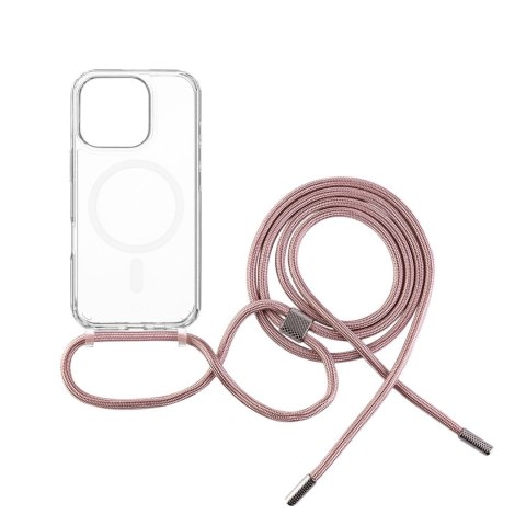 Fixed | MagPure Neck | Back Cover with Lanyard | Apple | iPhone 16 Pro | TPU | Clear, Pink Fixed | MagPure Neck | Back Cover with Lanyard | Apple | iPhone 16 Pro | TPU | Clear, Pink