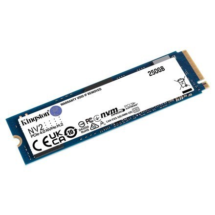 Kingston | SSD | NV2 | 250 GB | Format SSD M.2 2280 | Interfejs SSD PCIe 4.0 x4 NVMe | Prędkość odczytu 3000 MB/s | Prędkość zap Kingston | SSD | NV2 | 250 GB | Format SSD M.2 2280 | Interfejs SSD PCIe 4.0 x4 NVMe | Prędkość odczytu 3000 MB/s | Prędkość zap
