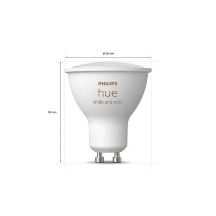 Philips Hue WCA 4,3W GU10 Philips Hue | Hue WCA 4.3W GU10 | GU10 | 4.3 W | RGBW 2000-6500K | Bluetooth and Zigbee Philips Hue WCA 4,3W GU10 Philips Hue | Hue WCA 4.3W GU10 | GU10 | 4.3 W | RGBW 2000-6500K | Bluetooth and Zigbee