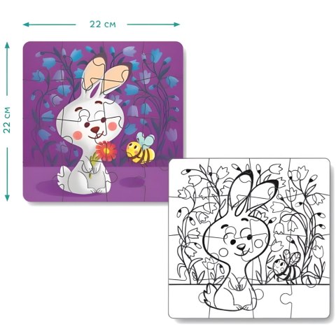 PUZZLE KOLOROWANKA 2w1 MOTYW ZAJĄCA DWUSTRONNA KREATYWNA ZABAWA DLA DZIEC PUZZLE KOLOROWANKA 2w1 MOTYW ZAJĄCA DWUSTRONNA KREATYWNA ZABAWA DLA DZIEC