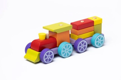 POCIĄG LOKOMOTYWA CIUCHCIA DREWNIANY KOLOROWY WAGONIKI UKŁADANIE KLOCKÓW POCIĄG LOKOMOTYWA CIUCHCIA DREWNIANY KOLOROWY WAGONIKI UKŁADANIE KLOCKÓW